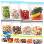 14 Pack Dishwasher Safe Stand-Up Reusable Food Storage Bags, Leakproof Reusable Freezer Bags,Silicone Reusable Sandwich Bags