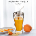 Borosilicate Glass Straws for 16 Oz Tumbler, 9 Inch 8Mm BPA Free, Reusable Drinking Straws Clear Bent Skinny for Iced Coffee and Hot Drinks