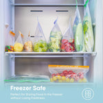 14 Pack Dishwasher Safe Stand-Up Reusable Food Storage Bags, Leakproof Reusable Freezer Bags,Silicone Reusable Sandwich Bags