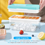 Ice Cube Tray with Lid and Bin, PHINOX 64 Pcs Ice Trays for Freezer, Ice Cube Tr