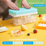 Ice Cube Tray with Lid and Bin, PHINOX 64 Pcs Ice Trays for Freezer, Ice Cube Tr