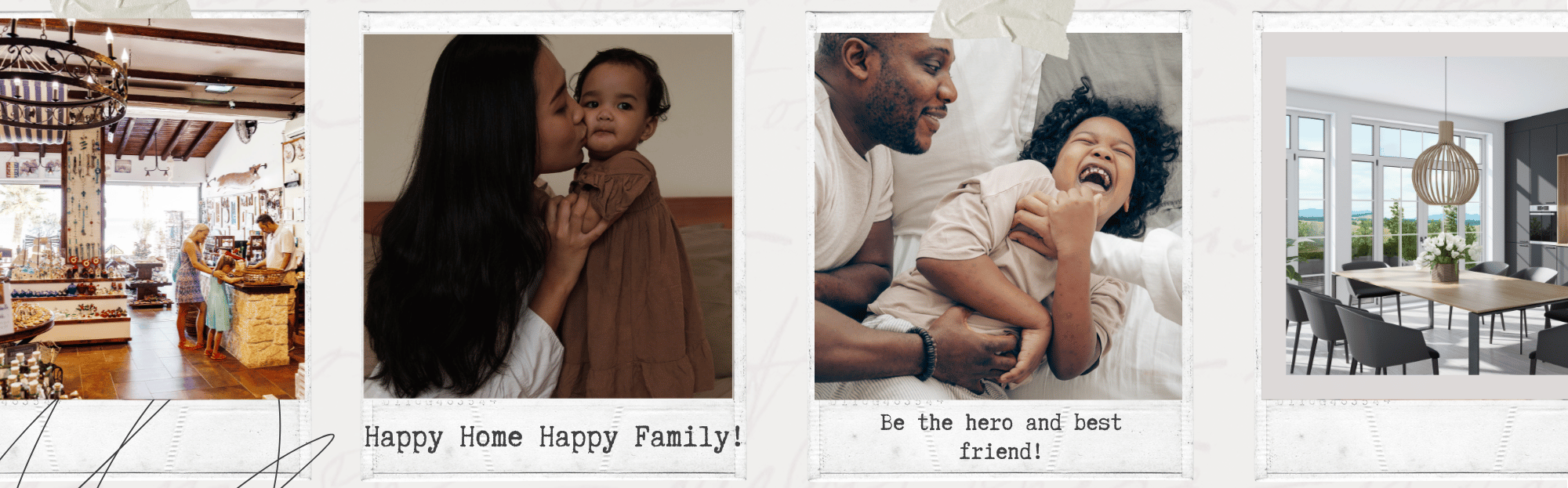 Collage of family moments with text overlay on a white background