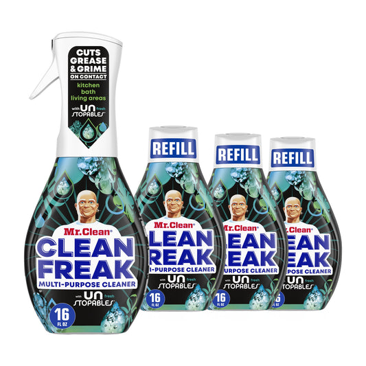 Clean Freak Multi Surface Cleaning Spray, Deep Cleaning Mist Starter Kit and Refill, Unstopables Fresh Scent, 64 Fl Oz