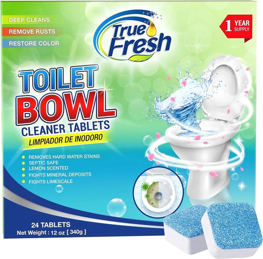 Toilet Bowl Cleaner Tablets 24 Count - Lemon Scented Toilet Bowl Tablets for Sparkling Clean Toilet Bowl