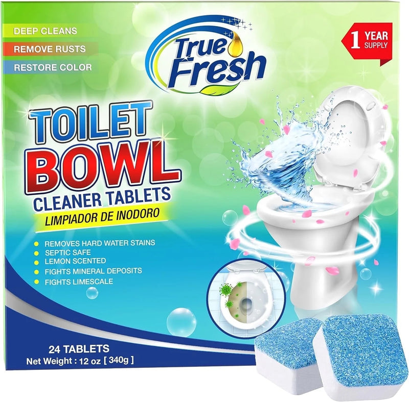 Toilet Bowl Cleaner Tablets 24 Count - Lemon Scented Toilet Bowl Tablets for Sparkling Clean Toilet Bowl