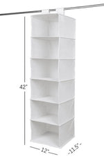 6 Shelf Non Woven Hanging Closet Organizer, Arctic White, Adult and Child