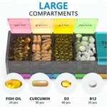Extra Large Pill Organizer XXL Pill Box 7 Day Weekly Pill Organizer with AM PM