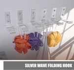 6 Pack Folding Wall Hooks, Heavy Duty Space-Saving Foldable Design Wall Mounted Multi-Purpose Hooks for Coats, Towels, Hats, Backpacks (Silver)