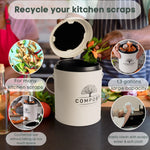 Kitchen Compost Bin, 1.3 Gallon Countertop Compost Bin with Lid, Indoor Compost Bucket Includes Inner Bucket Liner and Carbon Filter, Small Compost Bin with Compostable Bags, Recycle Bin for Food Was